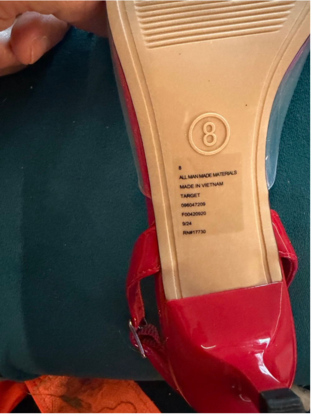 Women's A New Day Red Clear Heart Pointed Toe Slingback Heels Size 8 - Picture 5 of 6
